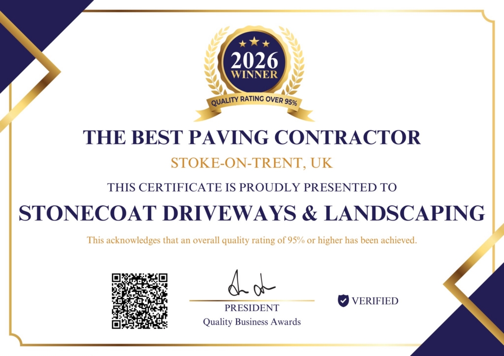 best paving contractor certificate for best paving contractor in Stoke on Trent